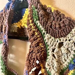 Vintage freeform crocheted artisan scarf/shawl